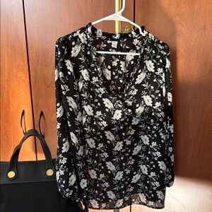 Floral Black and White Women's Top